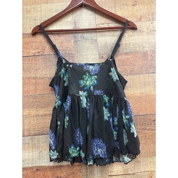 Free People Womens Floral Tiered Black Cami Top Size M - Picture 6 of 7